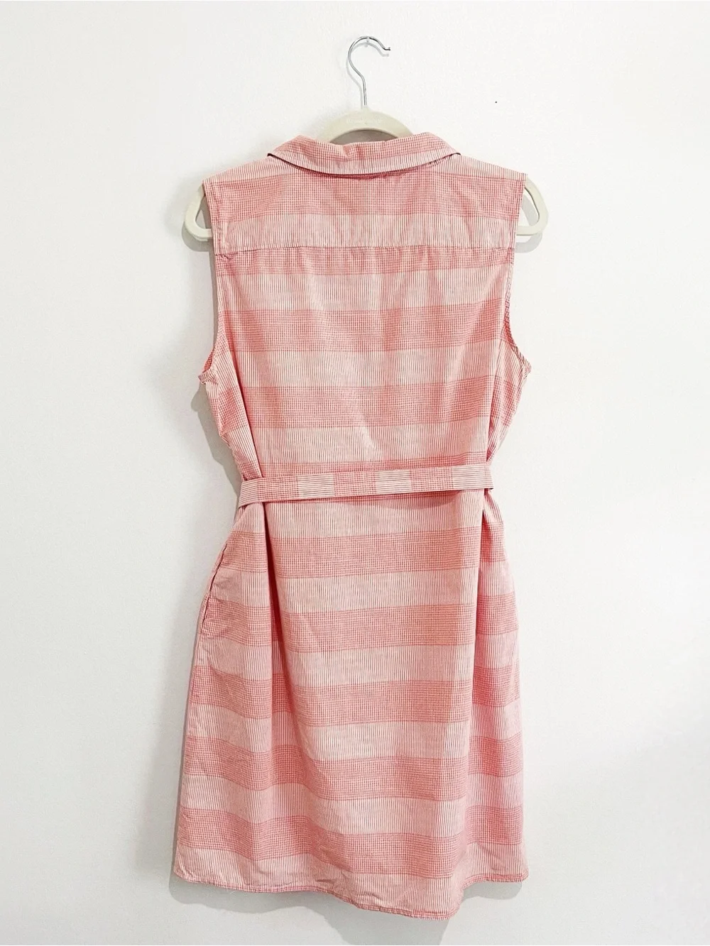 Tommy‎ Hilfiger Pink Plaid Gingham Shirt Dress Tie Waist Coastal Preppy Size 16 - Picture 3 of 14